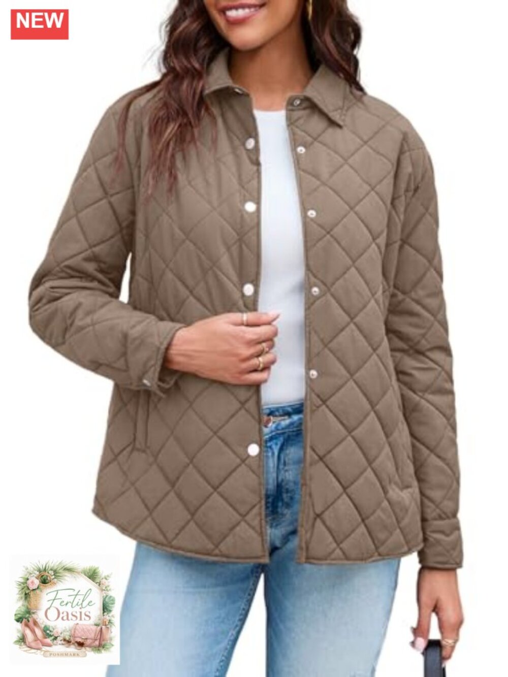 Womens Lightweight Quilted Jacket Fall Button Down Puffer Coat Stand Collar